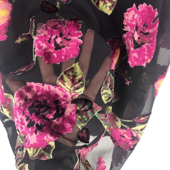 Mi Ami Mini Sundress Black Pink Velveteen Flowers Strappy lined #A9 - Picture 4 of 9